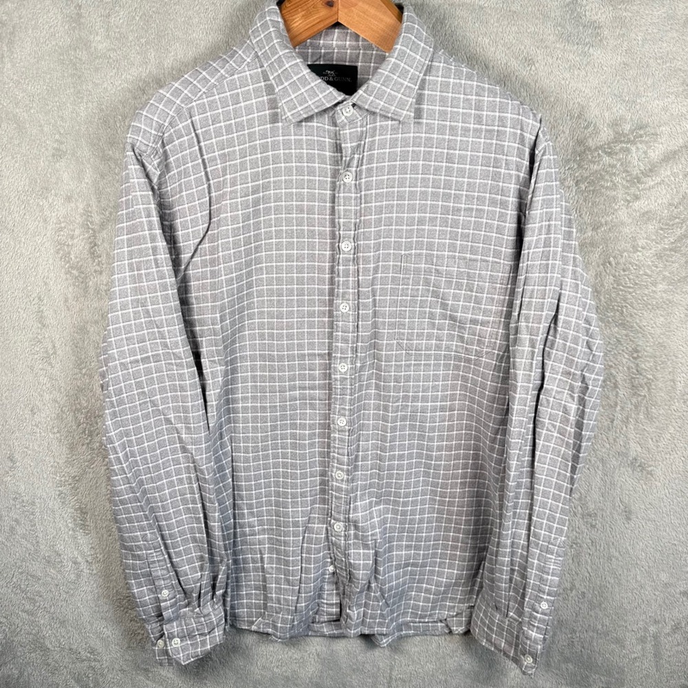 Rodd & Gunn Button Down Shirt Mens 2XL Gray Sports Fit Cotton Flannel Fall